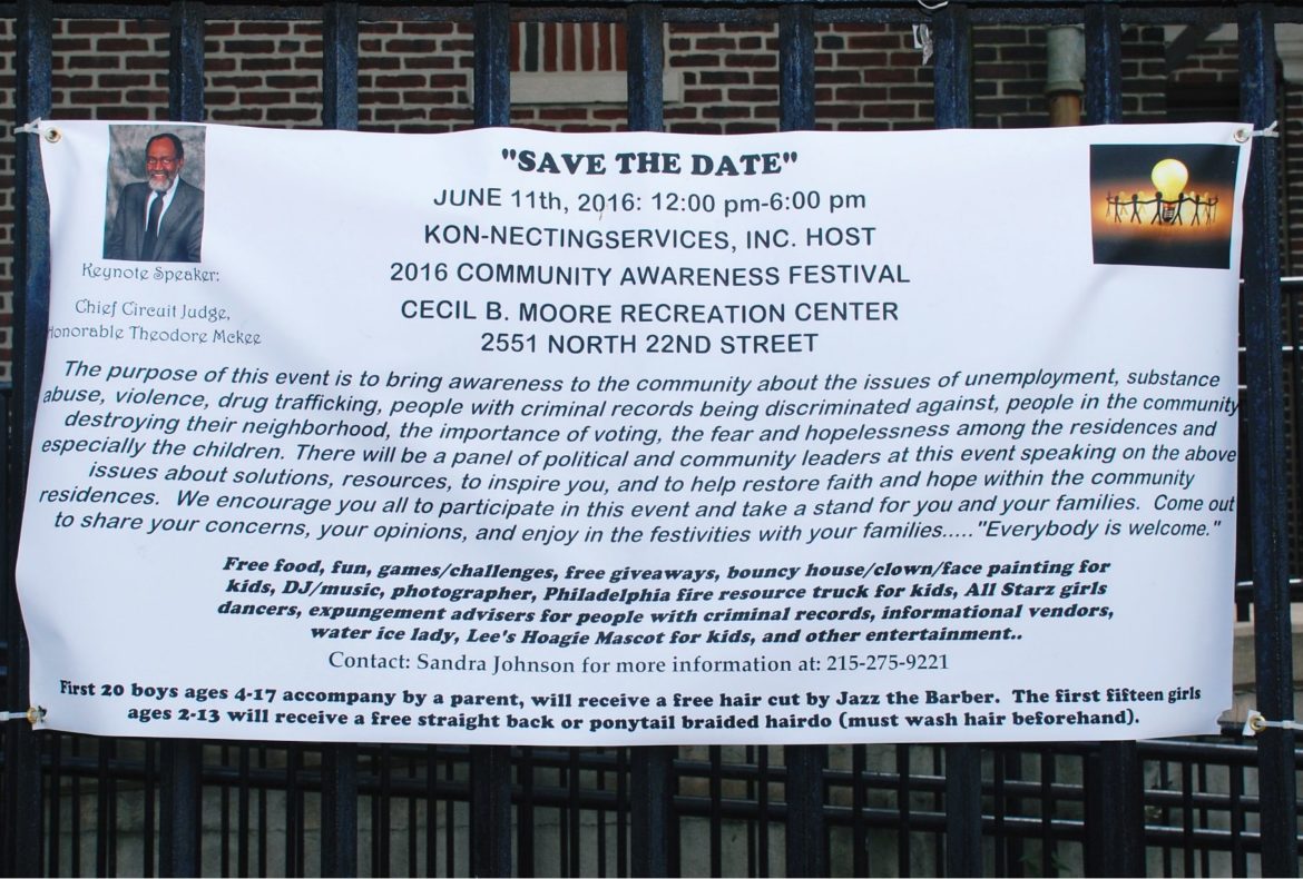 Community Awareness Festival at Cecil B. Moore Recreation Center on June 2016